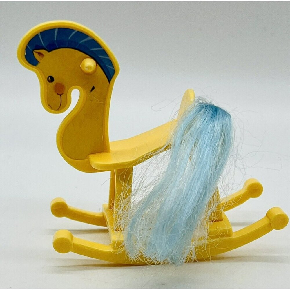 Barbie Kelly Rocking Horse Nursery Playroom Mattel 1997 Yellow Blue Mane Vintage